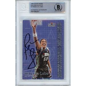 Rebecca Lobo NY Liberty Autographed 1999 Hoops WNBA Basketball Card Beckett Slab